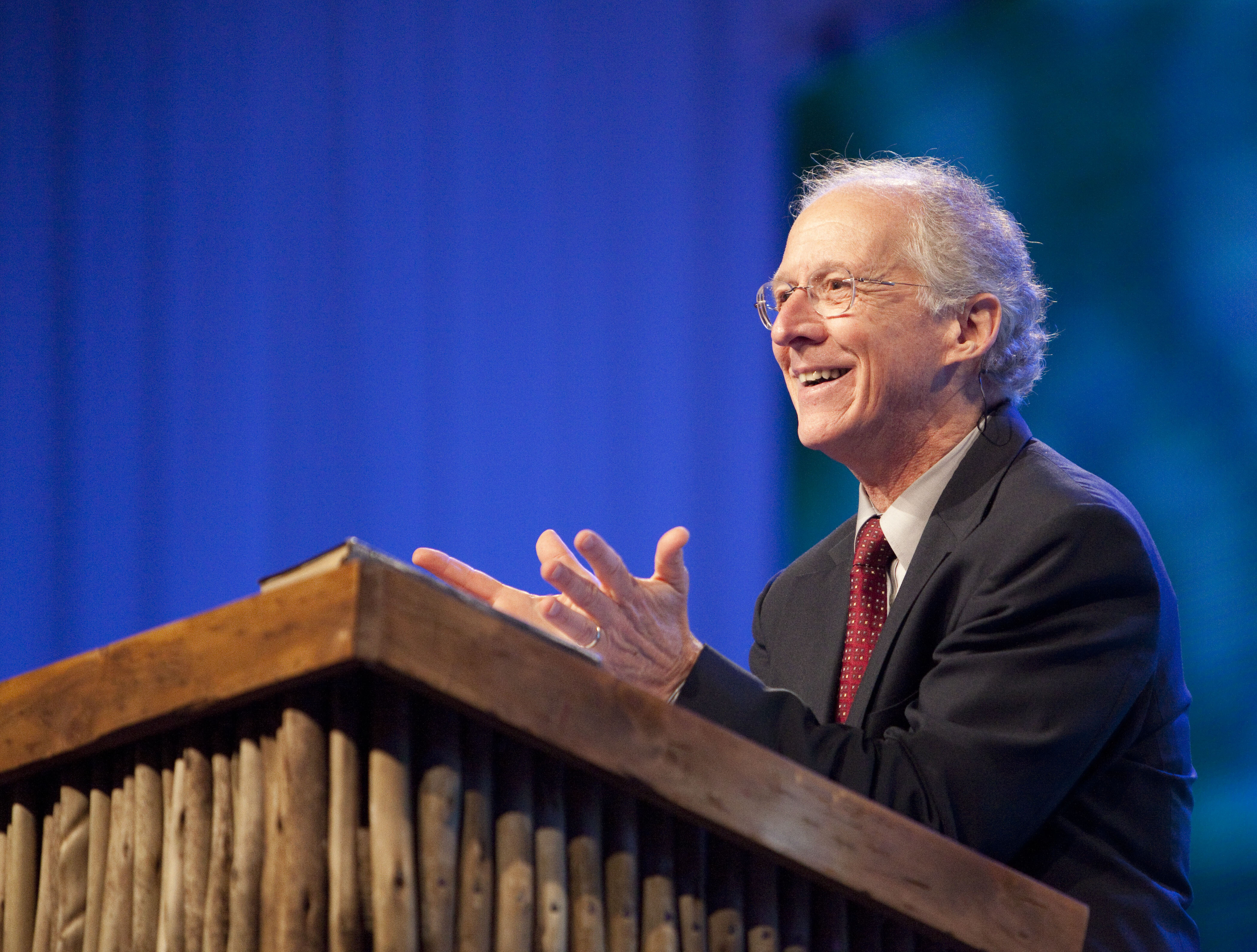 Founder of DesiringGod.org, John Piper preaching a sermon.